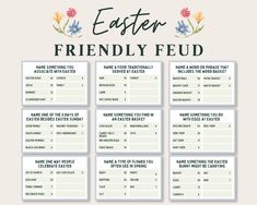 the printable menu for an easter egg hunt