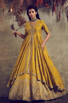 Designer Lehengas Collection Buy Online for women at Ensemble Kurta And Lehenga, Kurta Lehenga, Haldi Outfits, Jayanti Reddy, Long Gown Design, Lehenga Designs Simple, Lehnga Dress