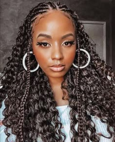 Curly Braided Hairstyles, Individual Braids, Braided Cornrow Hairstyles, Feed In Braid, Braids With Curls, Cool Braids, Penteado Cabelo Curto, Cornrow Hairstyles, African Braids Hairstyles