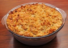 a casserole dish on a wooden table