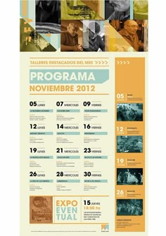 an image of a poster with many different things on it's back side and the words programa november 2012 written in spanish