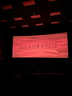 a large screen with the word gladiator on it