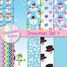 snowman digital paper set 1