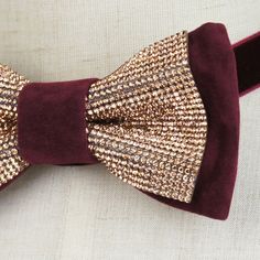 Burgundy With Rose Gold Rhinestones Pre-tied Bow Tie Burgundy | Etsy Burgundy Pocket Square, Burgundy Bow Tie, Golden Bow, Gold Bow Tie, Groomsmen Bowtie, Groom Ties, Black Bow Tie, Bow Tie Set, Pre Tied Bow Tie