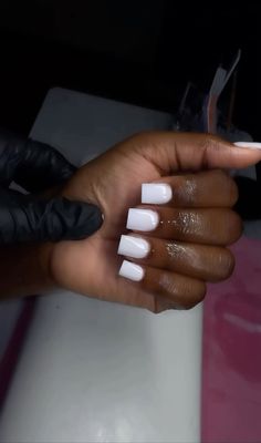 Short Acrylic Nails Basic Colors, Basic Trendy Nails, Nails To Practice, Short Nails Acrylic Square White, Nails Short Back To School, Cute Nails For Cheer, White Nails No Design, White Short Set Nails, Nails Acrylic First Day Of School