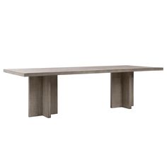 a rectangular table with two legs and a long wooden top, on a white background