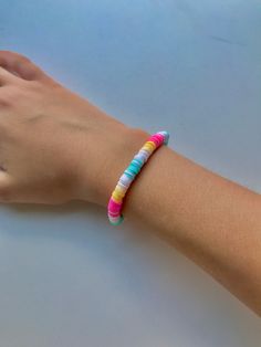 fun summer beaded bracelet perfect beachy jewelry Clay Beaded Bracelet, Beachy Jewelry, Jewelry For Girls, Bracelet Summer, Tampa Fl, Fun Summer, Beach Days, Summer Jewelry, Clay Beads