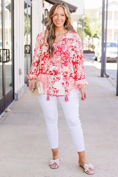 Add a pop of color to your wardrobe with our Love Me No Less Top in coral! Featuring a gorgeous floral patchwork design and fun tassels, this top is perfect for adding some fun to any outfit! Pair it with your favorite white or blue denim for a stylish and playful look! 100% Polyester Casual Tassel Blouse For Spring, Casual White Tops With Floral Patchwork, White Spring Top With Frayed Hem, Spring Beach Tops With Tassels, White Frayed Hem Top For Spring, Chic White Tops With Tassels, Chic Cotton Tops With Tassels, Chic White Tassel Tops, Spring Cotton Blouse With Tassels