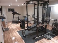 a home gym is shown in this image