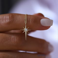 14K Real Solid Gold North Star With White Zircon Stone Minimalist Design Pendant Charm Dainty Necklace Elegance Jewelry Brilliant Surface Christmas Gift for Women ❤❤【Materials & Specifications:】 - 14K gold pendant charm and Chain - Chain thickness is 0.9mm Necklace dimensions are ❤❤pendant including handle Length :1.7cm (0,66in) ❤❤pendant Width :1.2cm(0.47in) ❤❤【Available in 4 different chain lengths】 42 cm (16.5 in) 44 cm (17.3 in) 46 cm (18.1 in) 48 cm (18.8 in) ❤❤Gold Color Option : Yello Cubic Zirconia Necklace, Party Necklace, Geometric Star, Christmas Gifts For Women, North Star, Star Pendant, Dainty Necklace, Star Necklace, Collar Necklace