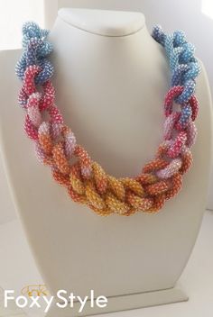 Beaded Crochet necklace Long necklace gift for women Crochet jewelry Blue necklace Yellow necklace Pink necklace orange necklace #5 *Beautiful sparkling long beaded necklace in melange-tender tones. A lariat is a type of necklace that you can wear it around your neck in many different ways. A lariat is made of beads and denim thread and is very flexible. *MEASUREMENTS: Necklace Length: 252 cm (99,21 inch). Technique: bead crochet, beaded beads Materials: Czech glass beads (size 10/0), denim thre Neck Rings, Wiccan Necklace, Necklace Orange, Bead Crochet Patterns, Orange Necklace, Beaded Beads, Beaded Crochet, Yellow Necklace, Blue Beaded Necklace