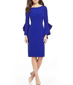 Sheath Dresses, Ruffle Bell Sleeve, Daytime Dresses, Antonio Melani, Crepe Dress, Work Attire, Mother Of The Bride Dresses, Women's Casual, Bell Sleeve