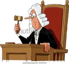 an old judge sitting in a chair holding a gavel