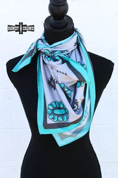 The Classy Concho Wild Rag is the perfect accessory for lovers of turquoise and classic western style. Whether worn around the neck, in the hair, or added to a favorite bag, this versatile piece will never go out of style. Elevate your look with this timeless and chic accessory. 100% Polyester 36" x 36" Cowgirl Accessories, Dress Layer, Layered Sweater, Wild Rag, Silver Jewelry Fashion, How To Show Love, Denim Leggings, Chic Accessories, For Lovers