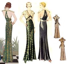 1932 Evening Gown E30-6983 – EvaDress Patterns 1930 Fashion Women, 1920s Evening Gowns, Evening Gown Pattern, 1930's Dresses, Vintage Fashion 1930s, Evening Dress Patterns, 1930 Fashion, 30s Fashion, Gown Pattern