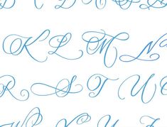 the upper and lowercase letters are handwritten in cursive writing with blue ink