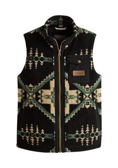 Layer up with this cozy fleece vest from Pendleton featuring a tribal print for added style. | Pendleton Men's Ridgeline Berber Fleece Vest, 2X-Large Fleece Vest Outfit, Pendleton Mens, Oversized Vest, Collar Vest, Plaid Quilt, Vibe Clothes, Outerwear Vest, Quilted Vest, Vest Outfits