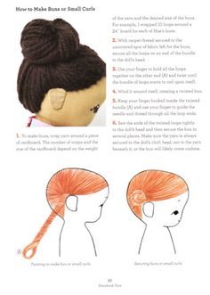 the instructions for how to make a braided doll with hair in it's buns