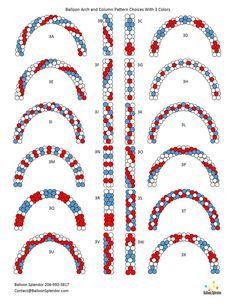 four rows of red, white and blue beads