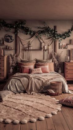 #homedecor, #interiordesign, #homedesign, #decor inspiration Boho Natural Bedroom, Bohemian Bedroom Aesthetic, Chic Boho Bedroom, Earthy Bedroom Ideas, Boho Chic Bedroom Decor, Boho Bedrooms, Industrial Boho, Whimsical Bedroom, Boho Ideas