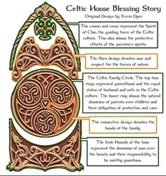 the celtic house blessing story is shown in this image, with instructions on how to use it