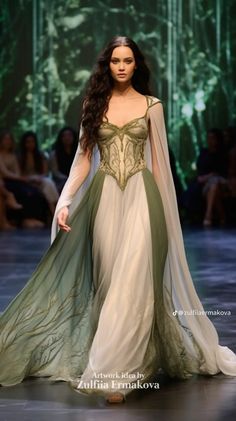 Dress Outfits Women, Elven Dress, Prince And Princess Of Wales, Trim Colors, Cream Shirt, Fantasy Dresses, Fitted Coat, Goddess Dress, Dream Wedding Ideas Dresses