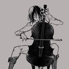 an anime character playing the cello