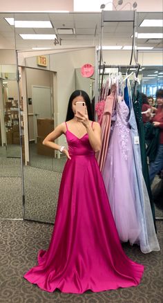 Hot Pink Gown Elegant, Dark Pink Formal Dress, Pretty Pink Dresses Classy, Hot Pink Dresses For Wedding, Hot Pink Prom Dress Jewelry, Davids Bridal Prom Dresses, Deep Pink Prom Dress, Hot Pink Prom Dresses With Sleeves