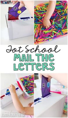 kids are playing with their mail boxes made out of colored pencils and paper clips