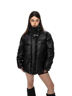 Unit (CM)  Size  Length  Shoulder Chest  Sleeve M 70 57 127 59 L 72 58 131 60 XL 74 59 135 61 XXL 76 60 139 62  Model ：165cm/50kg LSize Winter Streetwear Biker Jacket With Padded Collar, Winter Biker Jacket With Padded Collar For Streetwear, Oversized Black Leather Jacket In Edgy Style, Edgy Black Streetwear Outerwear, Oversized Edgy Leather Jacket For Winter, Punk Style Black Winter Outerwear, Black Techwear Biker Jacket For Winter, Fitted Leather Jacket For Winter In Techwear Style, Fitted Leather Jacket For Winter, Techwear Style