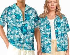 Introducing our Shark Teal Hawaiian Shirt, the perfect gift for men and women who love to make a splash at Printed Summer Tops As A Gift, Summer Gift Tops With Short Sleeves, Short Sleeve Tops As Summer Gift, Summer Custom Print Shirt As Gift, Casual Blue Shirt For Gift, Casual Blue Shirt As A Gift, Blue Short Sleeve Tops For Gift, Shark Pattern, Shark Lover