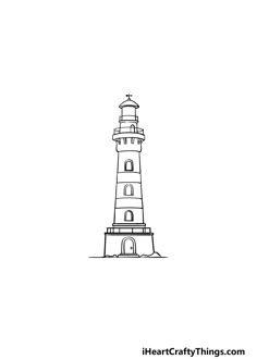 a black and white drawing of a lighthouse