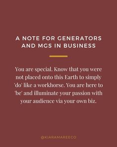 a red background with the words, note for generators and mcs in business you are special know that you were not placed on this earth