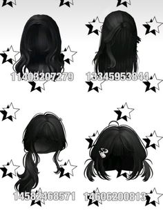 an anime character's hair is shown in four different positions