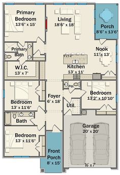 the floor plan for a two story house with 2 car garages and living quarters