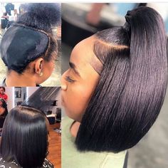 Bob Half Up Half Down Black Women, Bob Ponytails, Quick Weave Updo, Weave Updo Hairstyles, Ponytail Bob, Weave Updo, Bob Updo Hairstyles, Hair Fairy