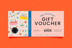 a pink gift voucherr on an orange background