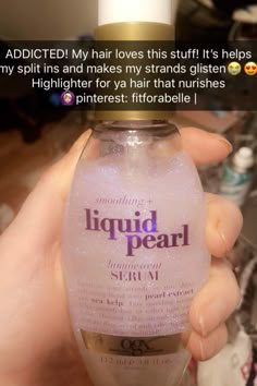 This stuff is legit hair crack omg! It's SO PRETTY! Channel your inner mermaid with its ingredient (seakelp) for a smooth silky shine! #hairserum #mermaidhair #unicornhair #hairproblems #hairhacks #hair #shorthairstyles #longhairstyles #glitterhair #afflink Hair Care Styling Tools, Liquid Pearl, Hair Serums, Hair Highlight, Liquid Pearls, Curly Hair Care, Product Recommendations, Beauty Skin Care Routine, Skin Tips