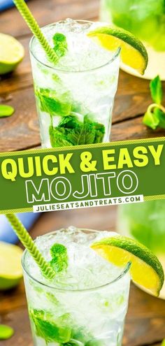 two glasses filled with mojito and lime juice