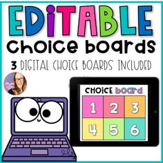 an ipad and a laptop with the text editable choice boards