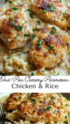 one pan creamy parmesan chicken and rice