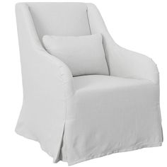 a white chair that is upholstered with some kind of fabric on the back