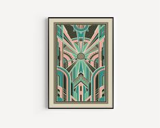 an art deco poster hanging on the wall