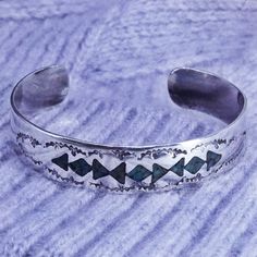 "6.5\", Native American sterling silver 925 handmade cuff, bracelet with turquoise inlay, silver tested" Savannah Ga, Sterling Silber, Savannah, Cuff Bracelet, Silver 925, Favorite Jewelry, Native American, Cuff Bracelets, Jewelry Bracelets