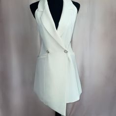 Do+Be Brand White Halter Formal Blazer Dress. Formal Blazer, Dresses Backless, Blazer Dress, Dress Shop, Colorful Dresses, White Dress, Color White, Dress Es, Dresses Skirts