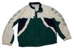 This is a really fun vintage 90s jacket from Izod. Brand: IZOD Size: L Type: Jacket Outer Shell Material: Nylon Style: Windbreaker Size Type: Regular Color: Green Department: Men Lining Material: Nylon Condition: Pre-owned Condition Description: Some wear from use. See photos. Green Windbreaker, Style Windbreaker, Vintage Windbreaker Jacket, 90s Jacket, Wind Jacket, Mens Windbreaker, Vintage Windbreaker, Striped Jacket, Green Outfit