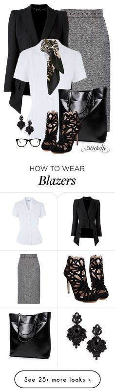 "Pencil Me In" by michellesherrill on Polyvore featuring Valentino, Alexander McQueen, Tasha, Uniqlo and Muse Professional Work Outfit, Business Outfits Women, Sophisticated Outfits, Career Fashion, Professional Wear, Fashion For Women Over 40, Diva Fashion, Outfit Combinations