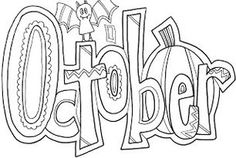 an image of the word october coloring page