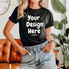 Customizable Basic Black Shirt, Customizable Black Shirt With Relaxed Fit, Tshirt Mockup, Shirt Mockup, Bella Canvas, Design Store, Mockup, Stationery Design, Bathing Beauties