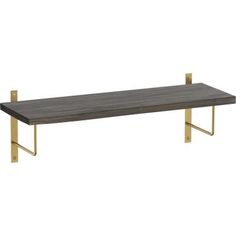 a wooden table with metal legs on a white background